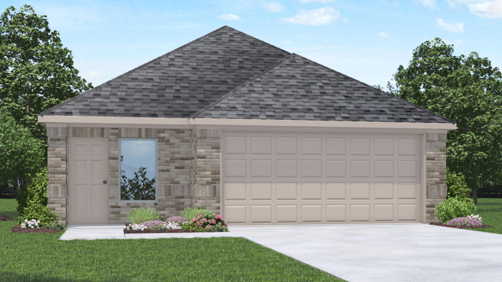 One-story home with two car garage
