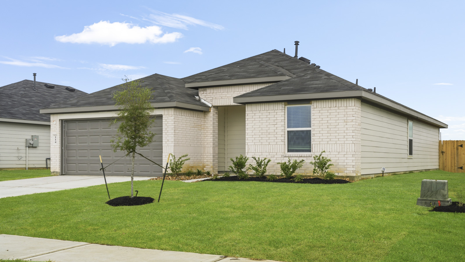 one story home with two car garage