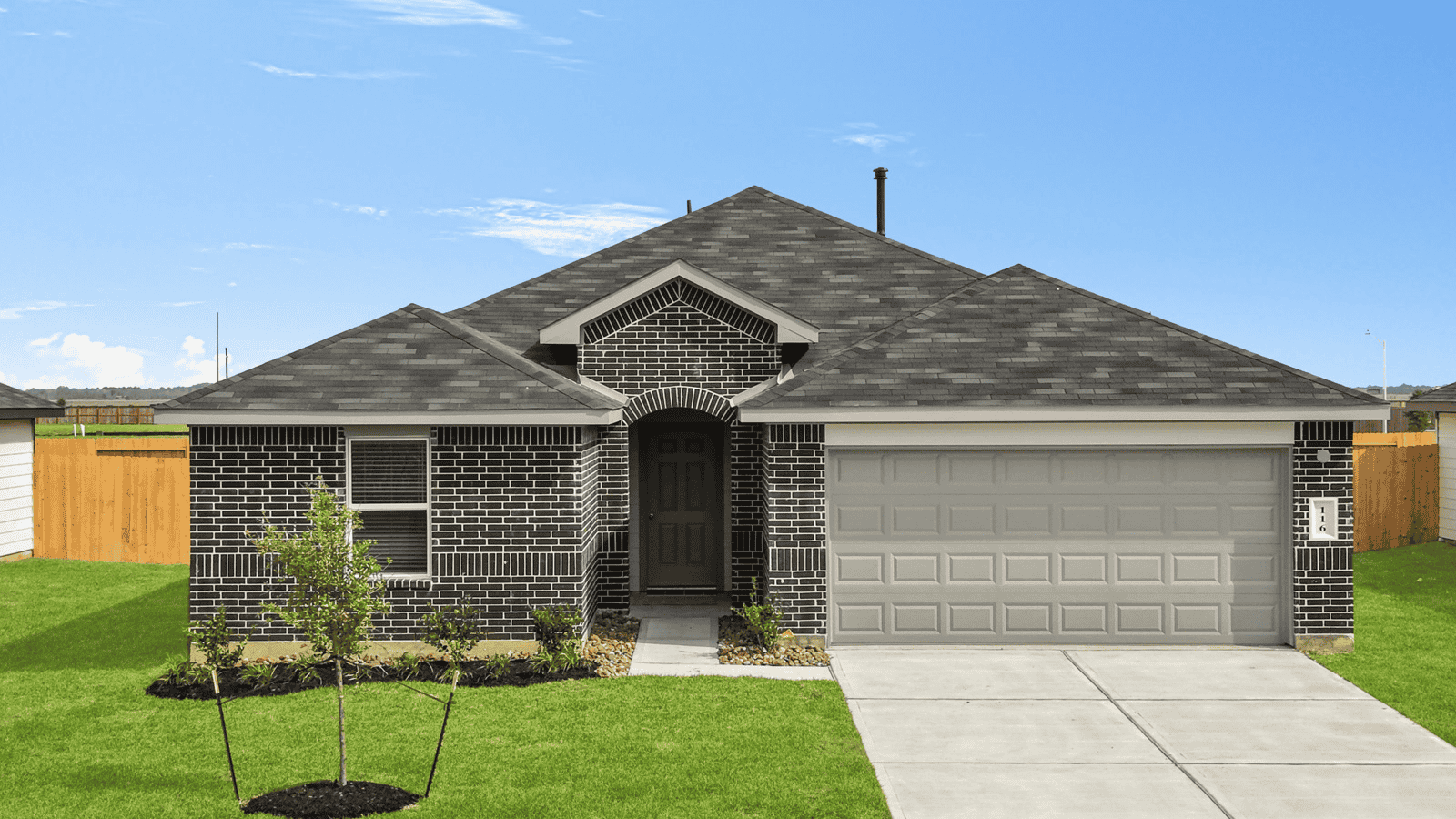 single story home with 2 car garage