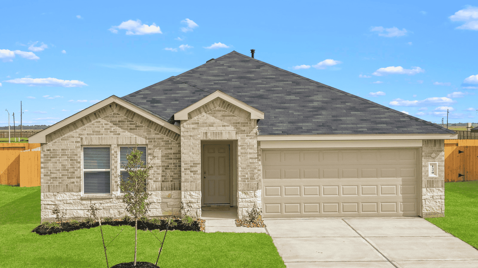 single story home with 2 car garage