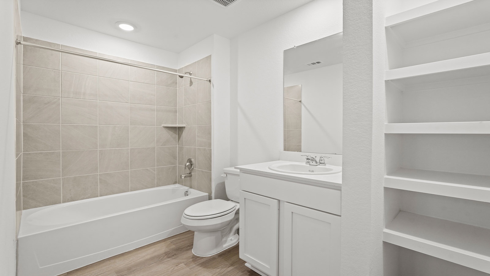 Secondary bathroom with single sink