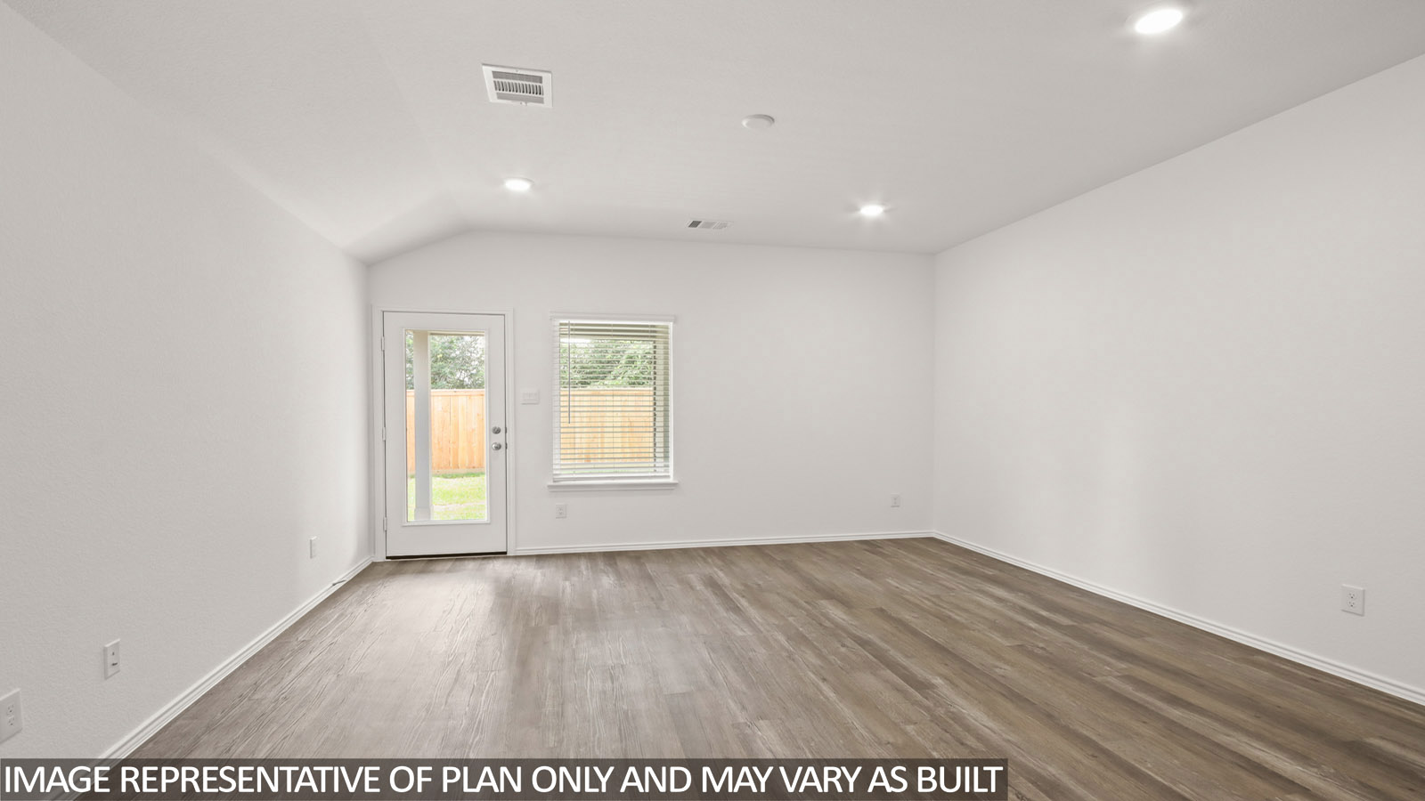 Open concept living, dining, and kitchen area