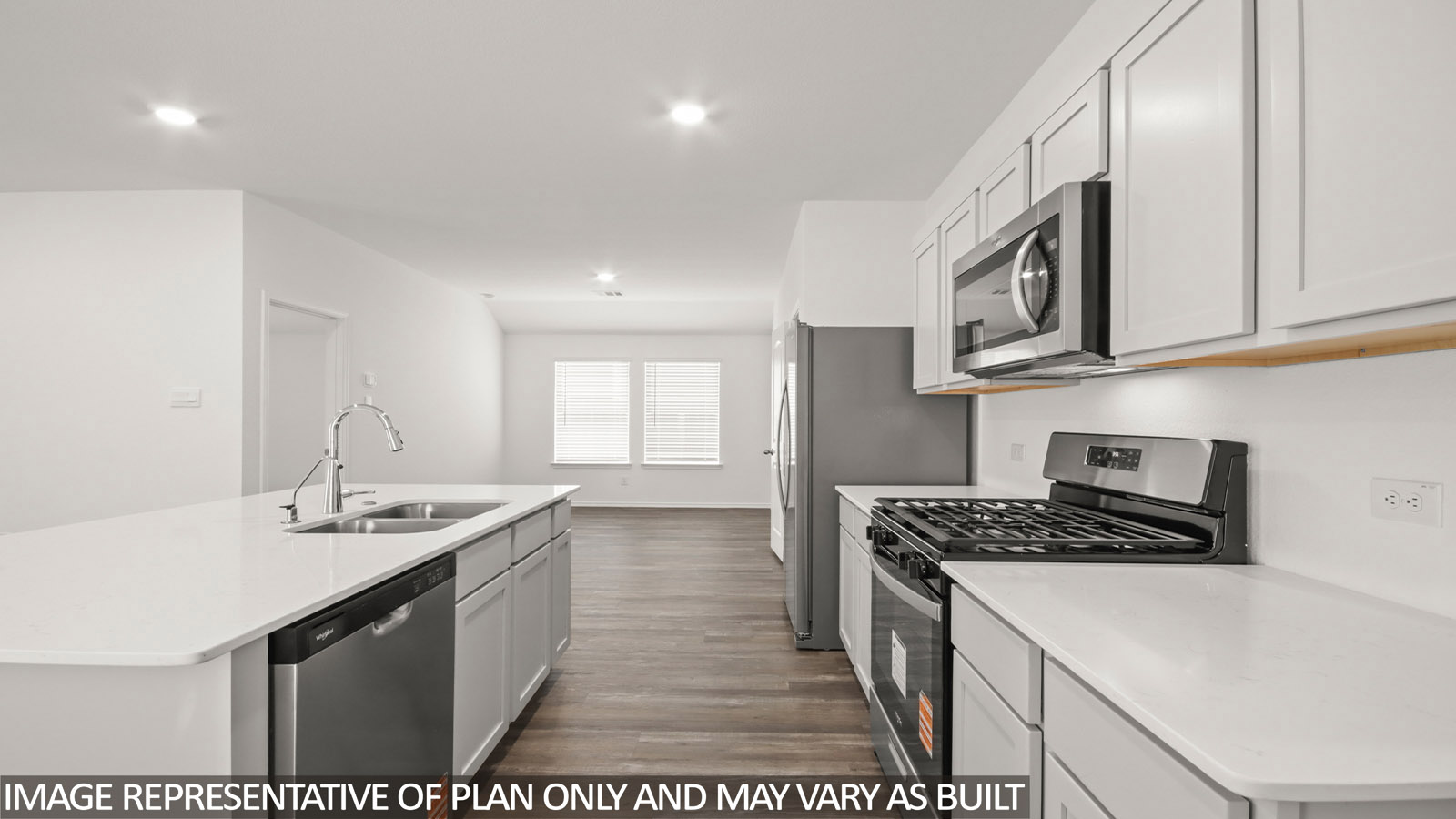 Open concept living, dining, and kitchen area