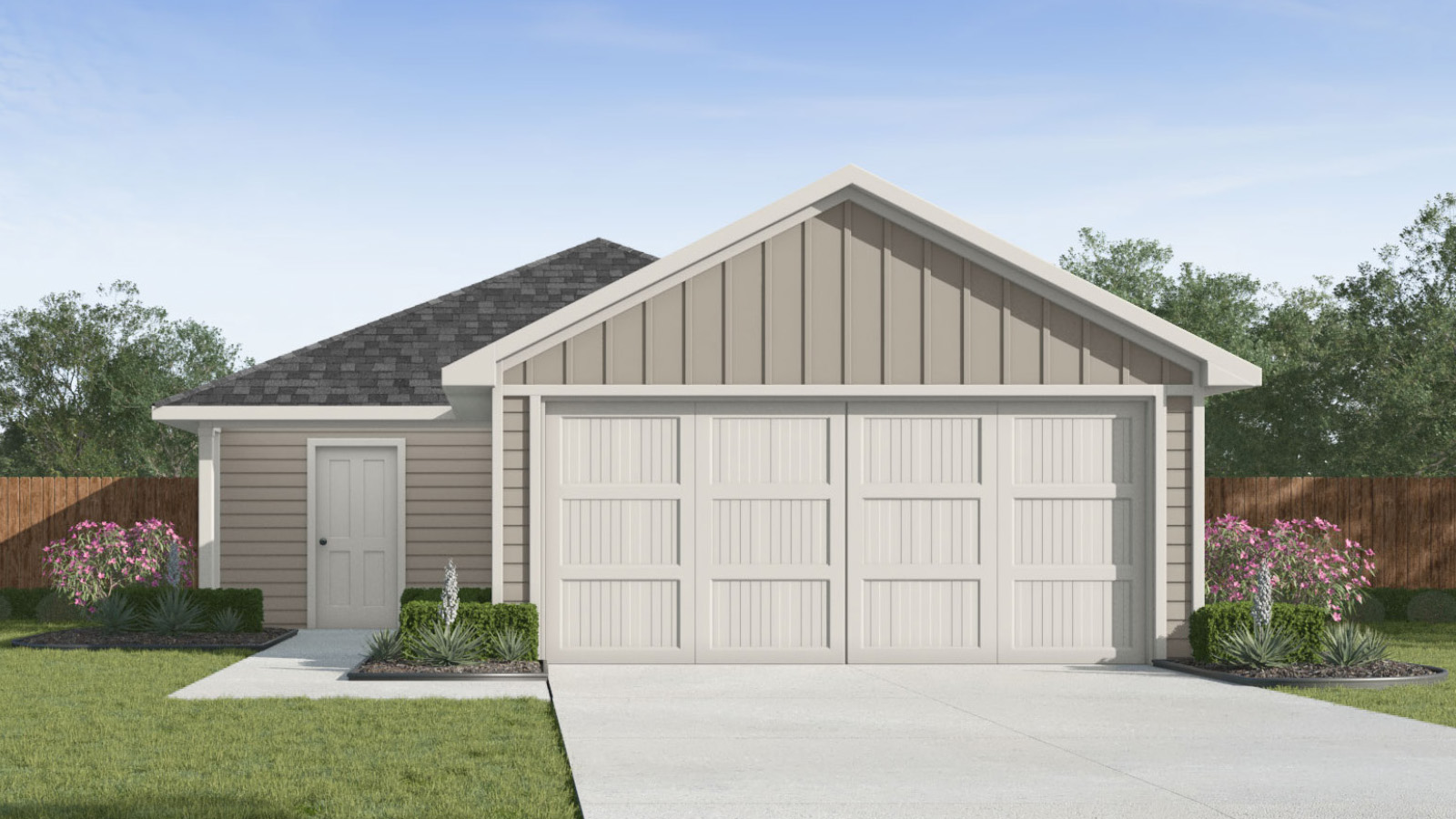 One story home with two car garage