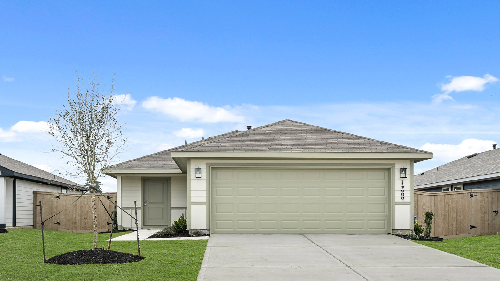 One story home with two car garage