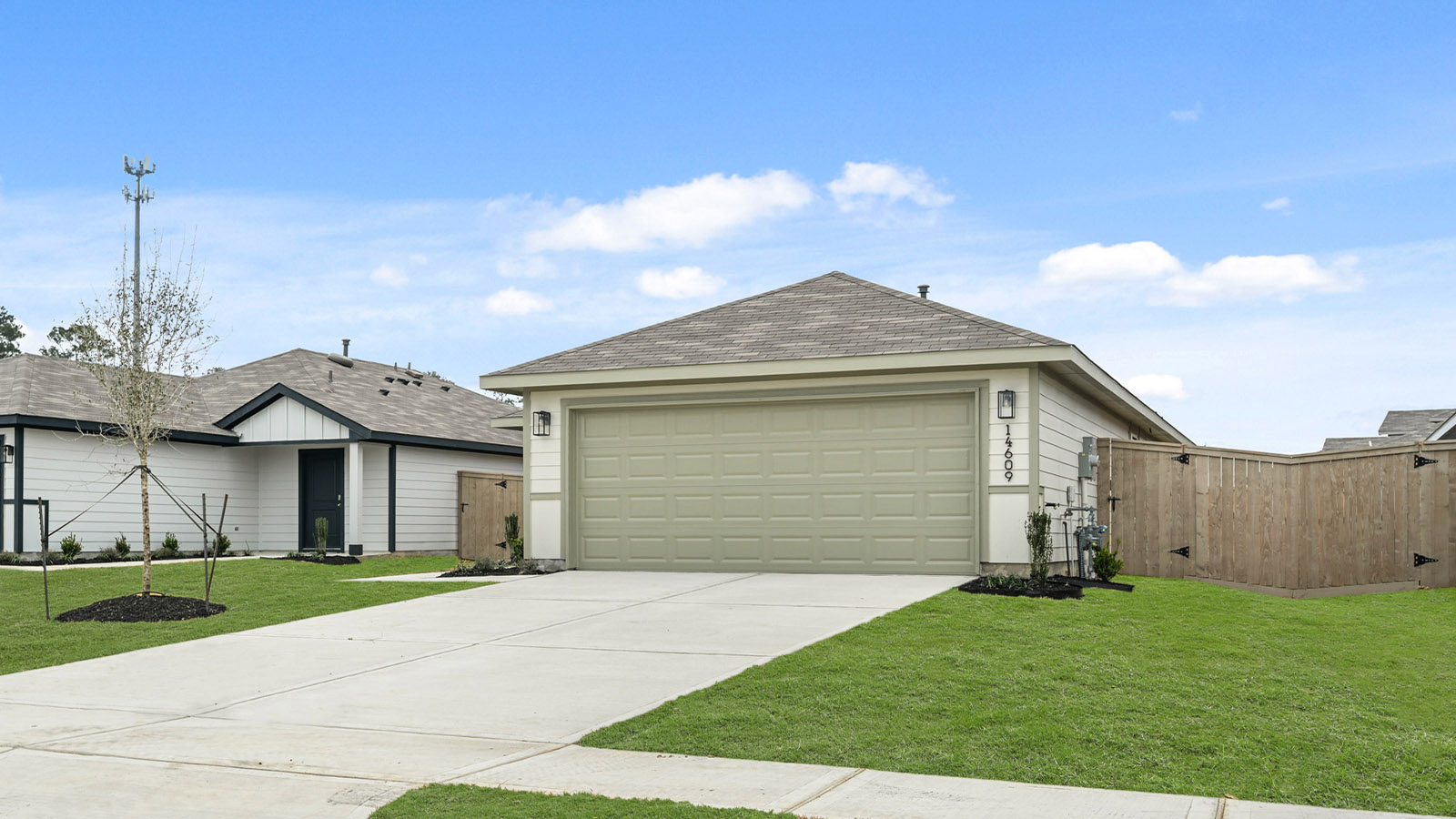 One story home with two car garage