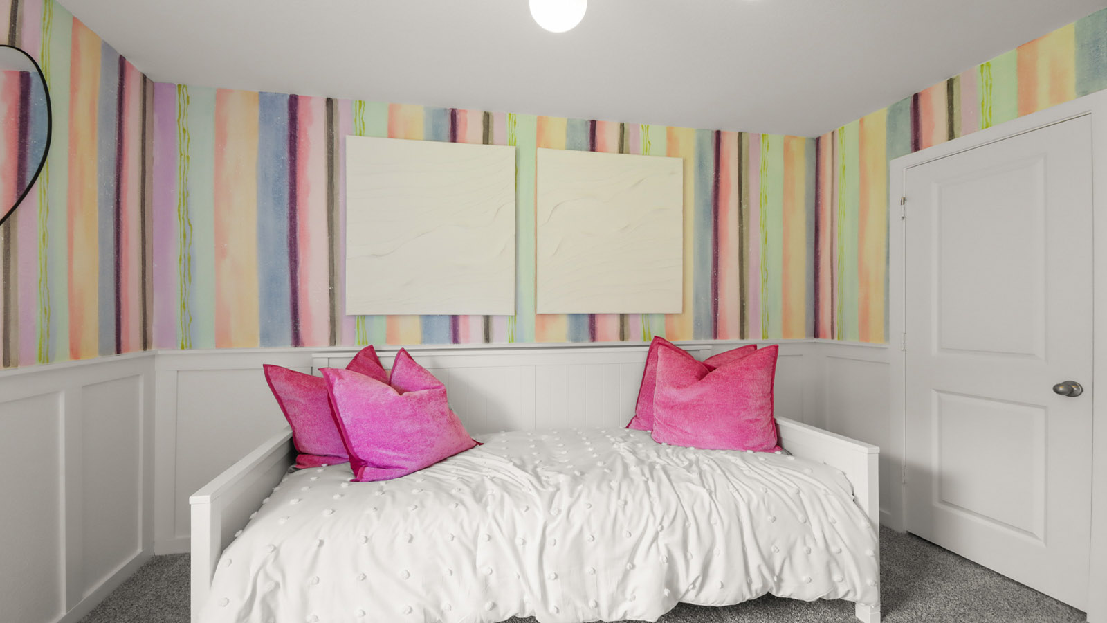 Secondary bedroom with carpet flooring