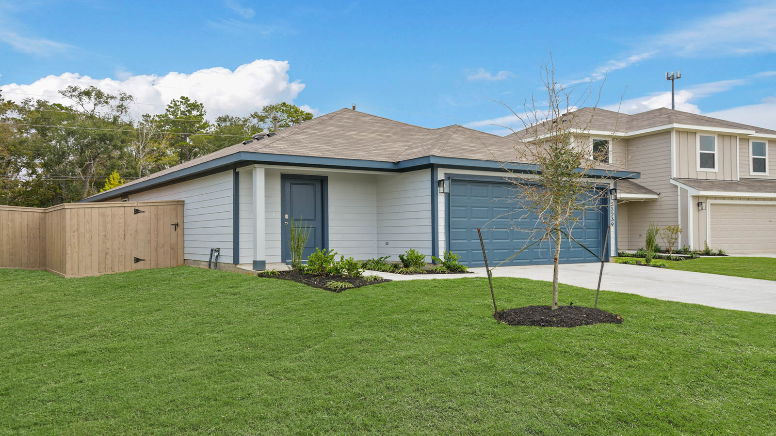 One story home with two car garage