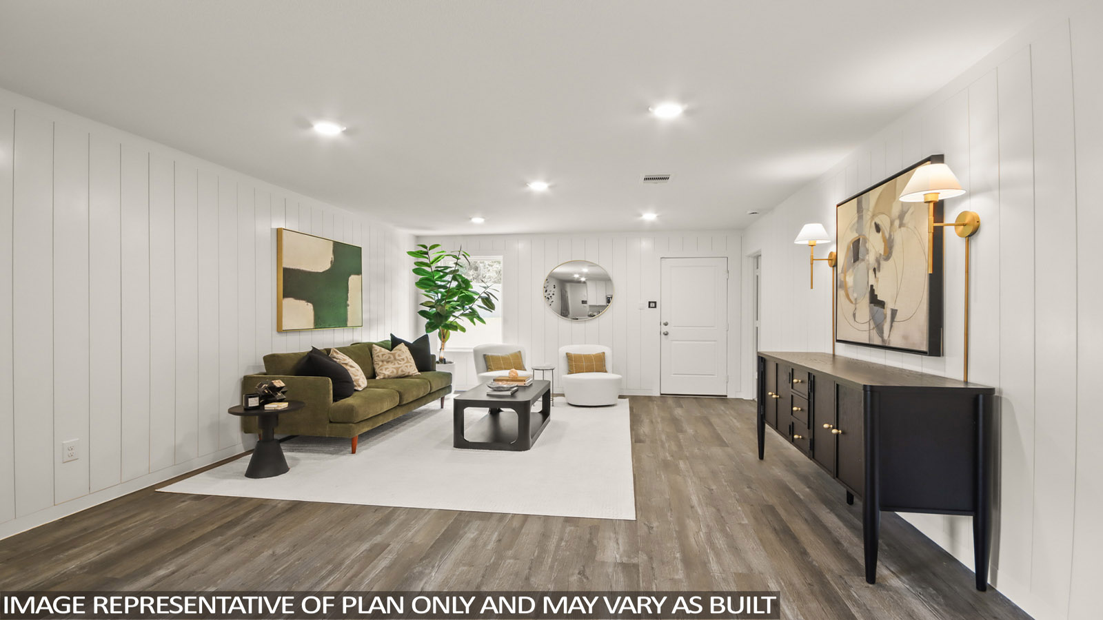 Open concept living, dining, and kitchen area