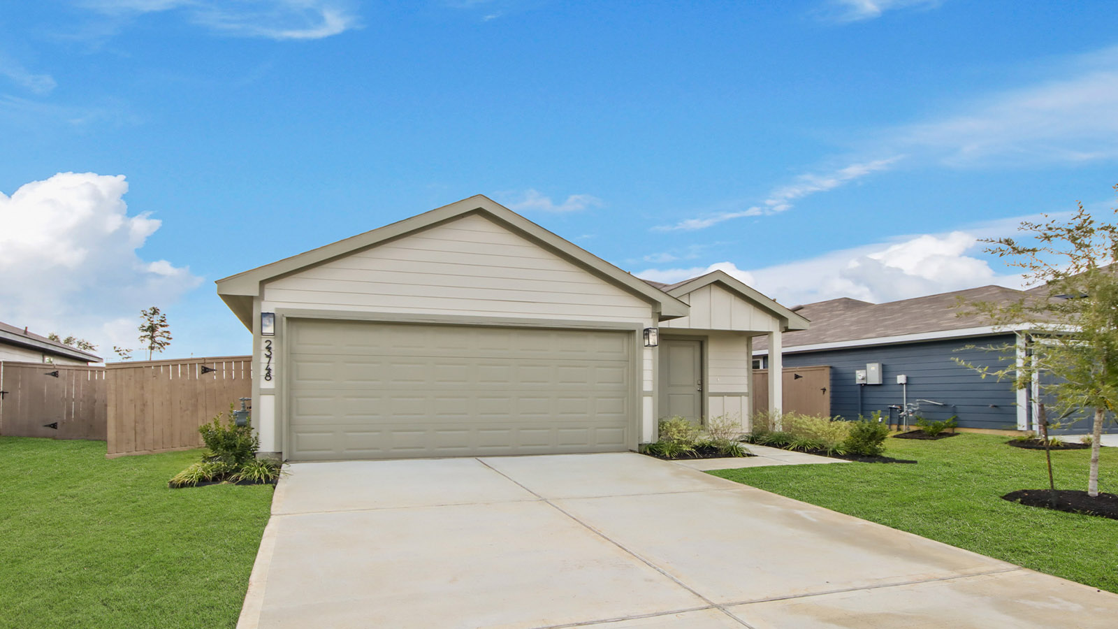 One story home with two car garage
