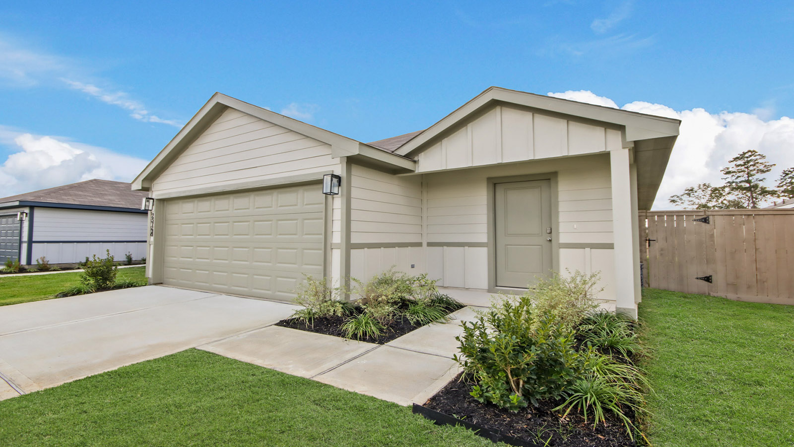 One story home with two car garage
