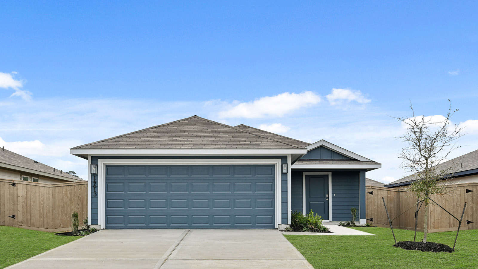 One story home with two car garage