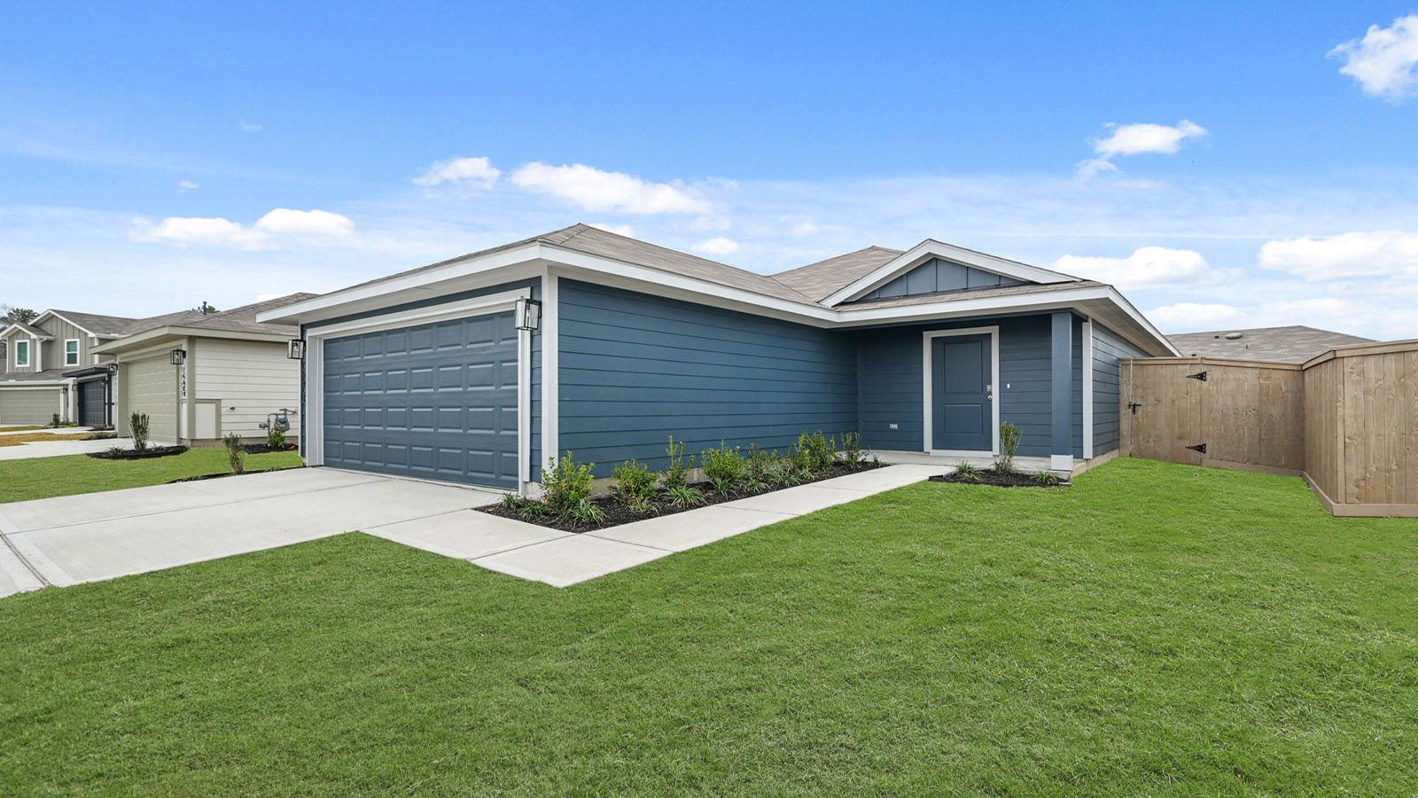 One story home with two car garage