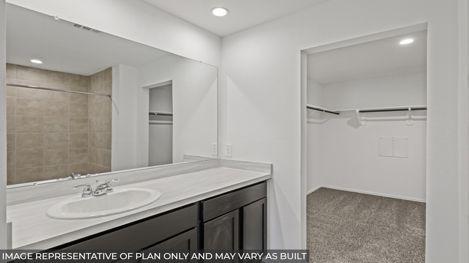 Primary bathroom with single sink