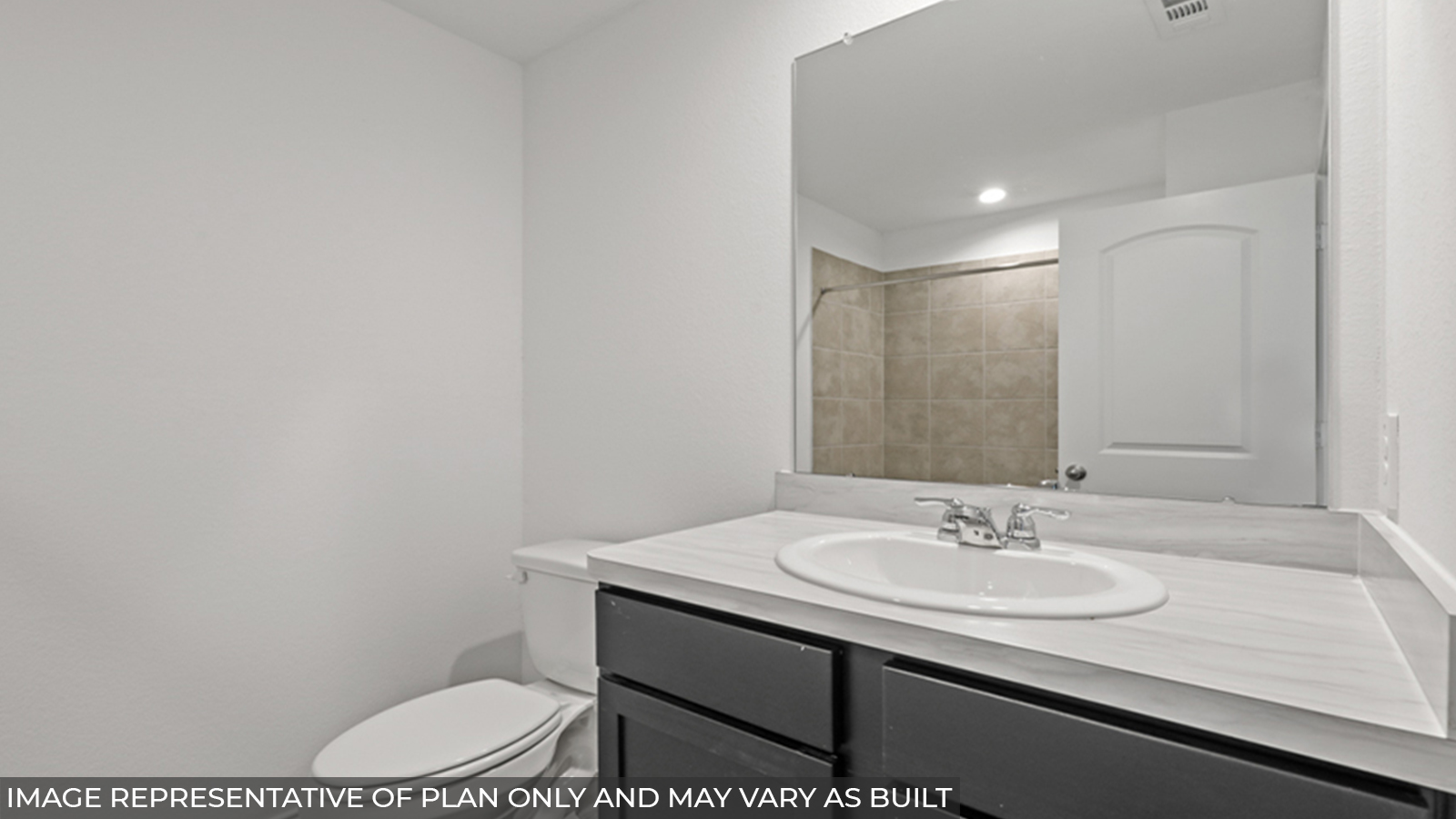 Secondary bathroom with single sink