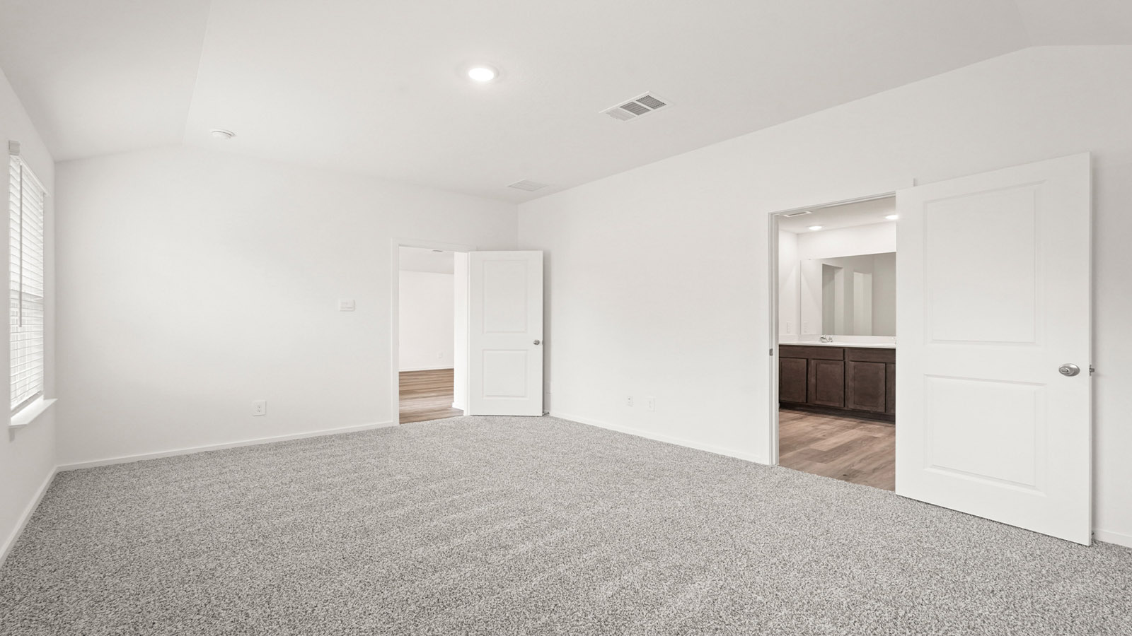 Primary bedroom with bright windows