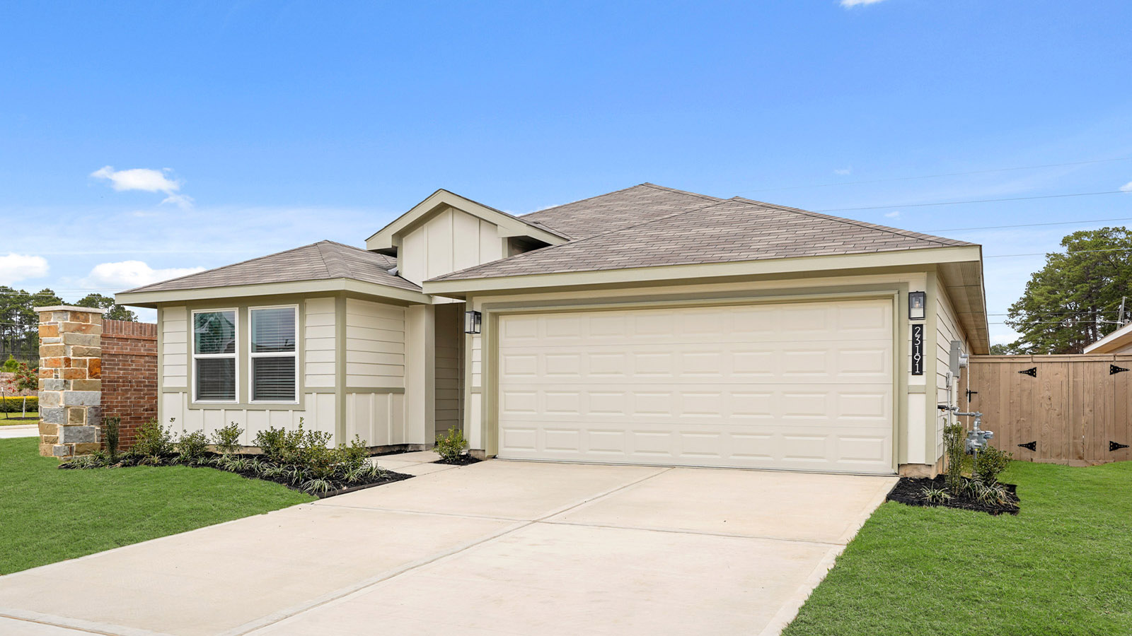One story home with two car garage