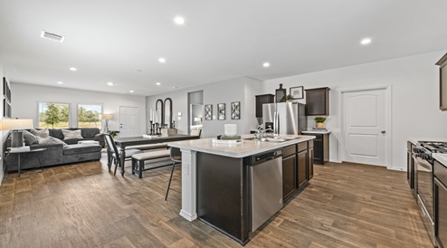 Open kitchen to living and dining