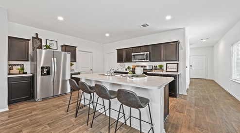 Open kitchen to living and dining