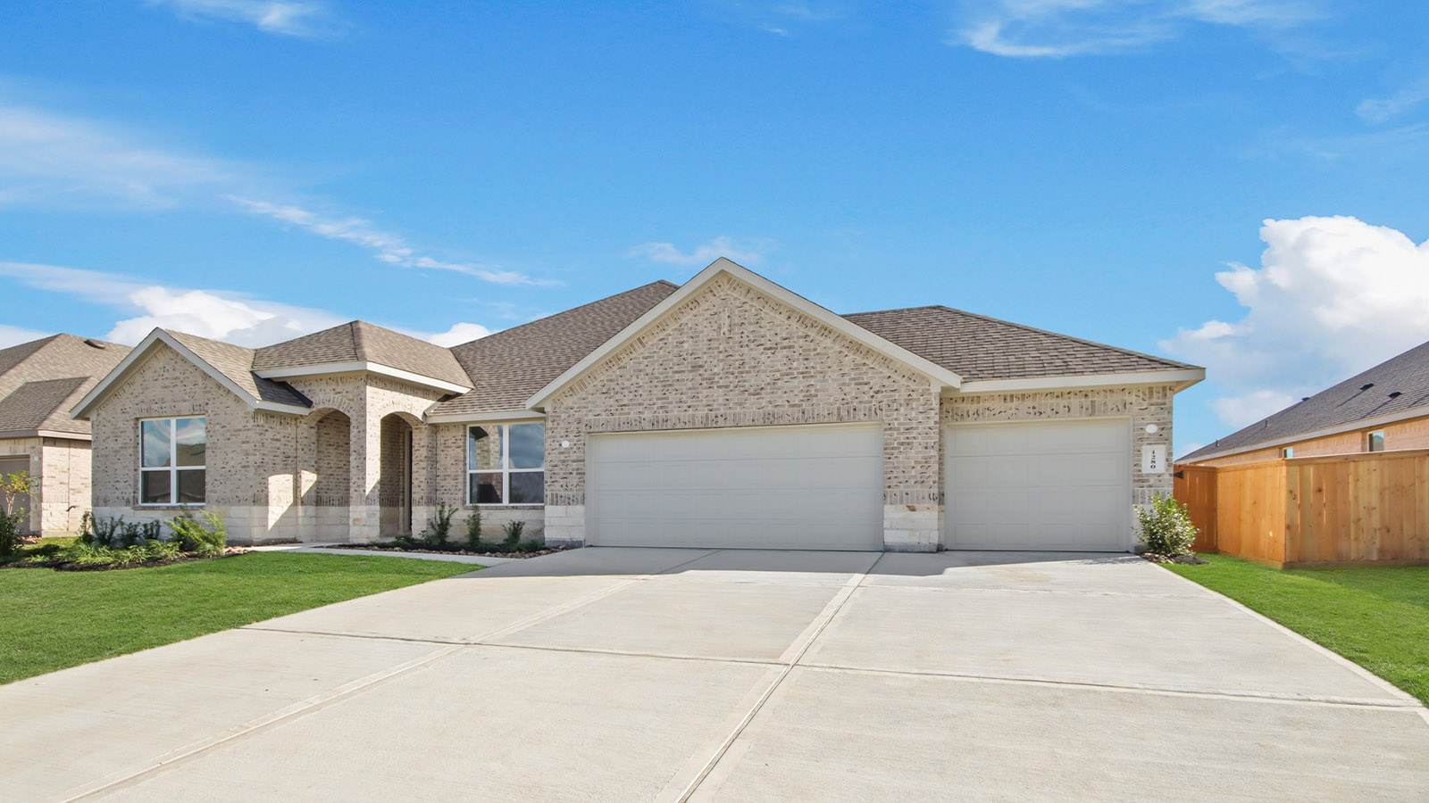 One story home with three car garage