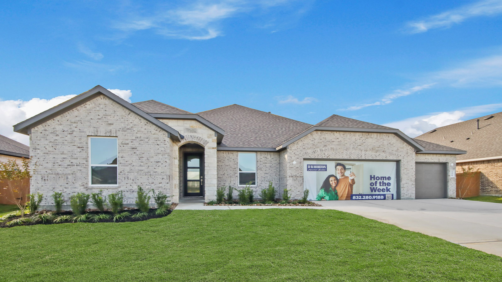 One story home with three car garage