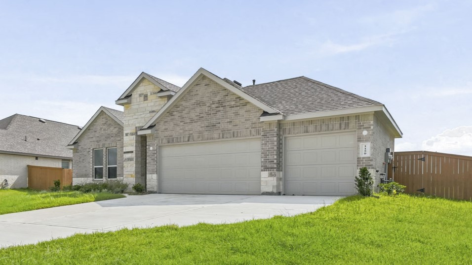 One story home with three car garage