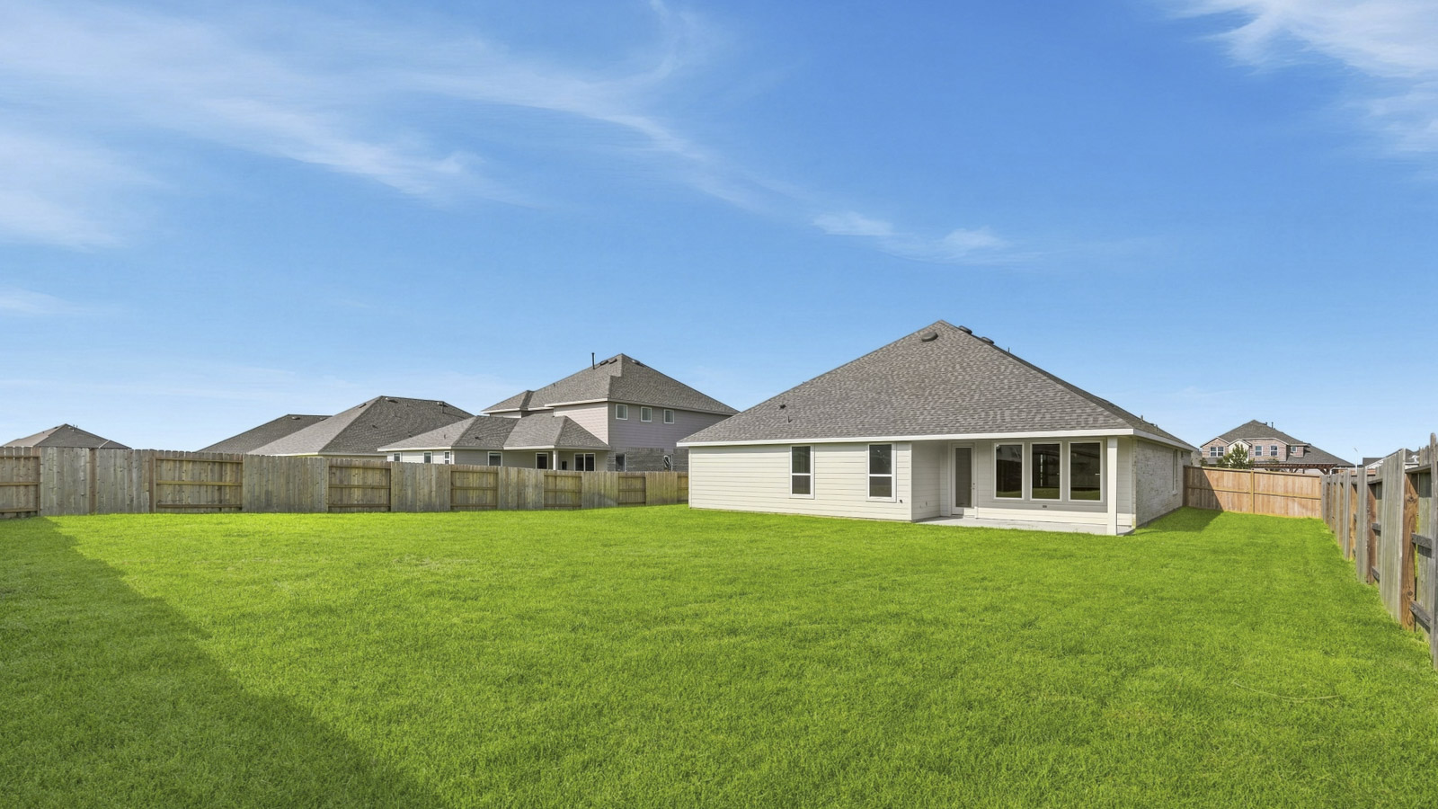 One story home with three car garage
