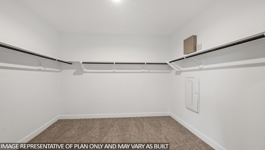 Primary bedroom walk-in closet with carpet flooring and overhead storage space.