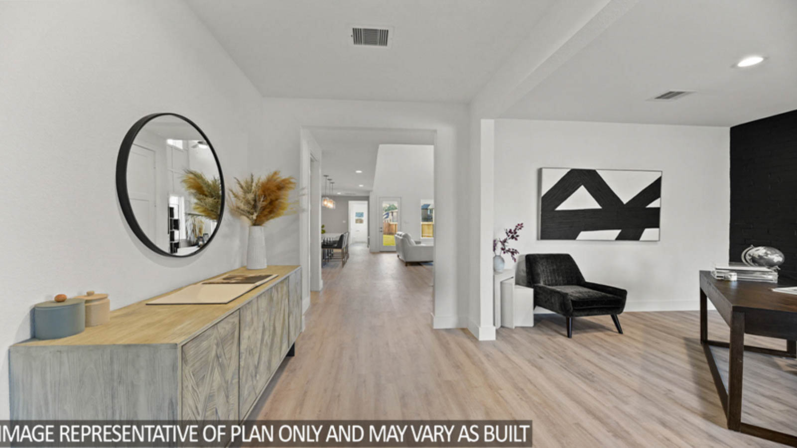Entryway and foyer with vinyl flooring.