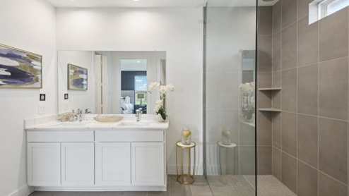 Primary bathroom with Super sized shower and double sinks