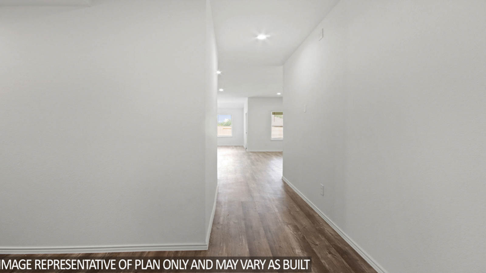 Entryway and foyer with vinyl flooring.