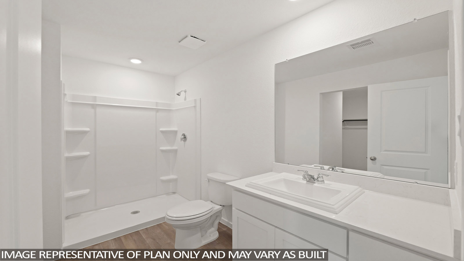 Primary bathroom with single sink