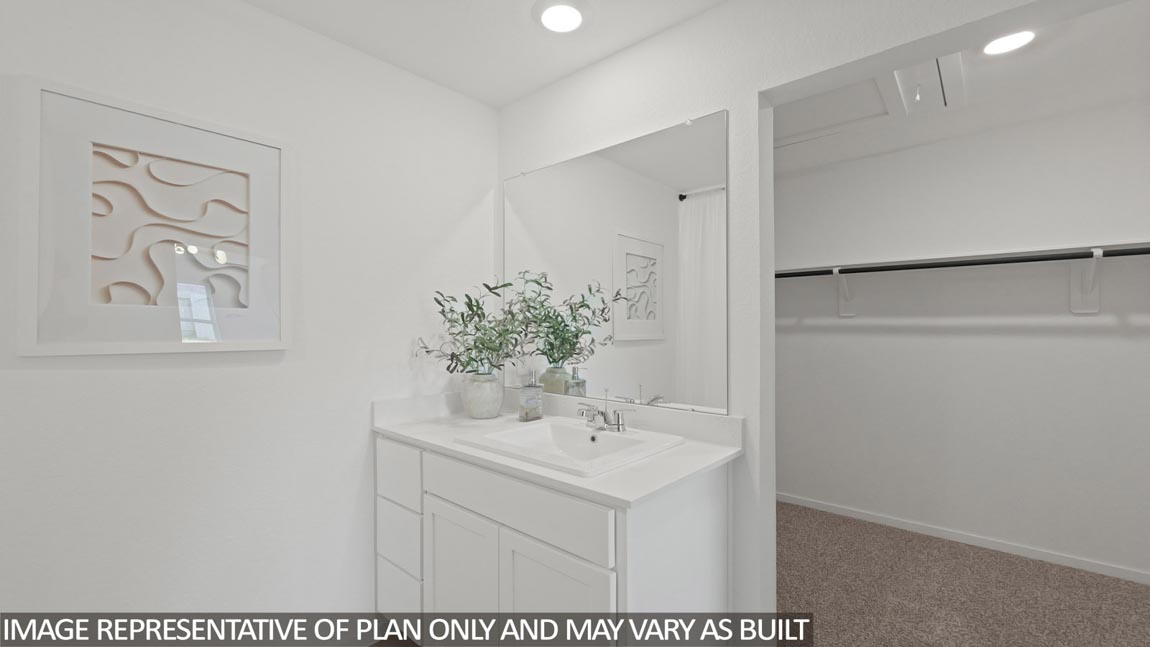 Primary bathroom with single sink