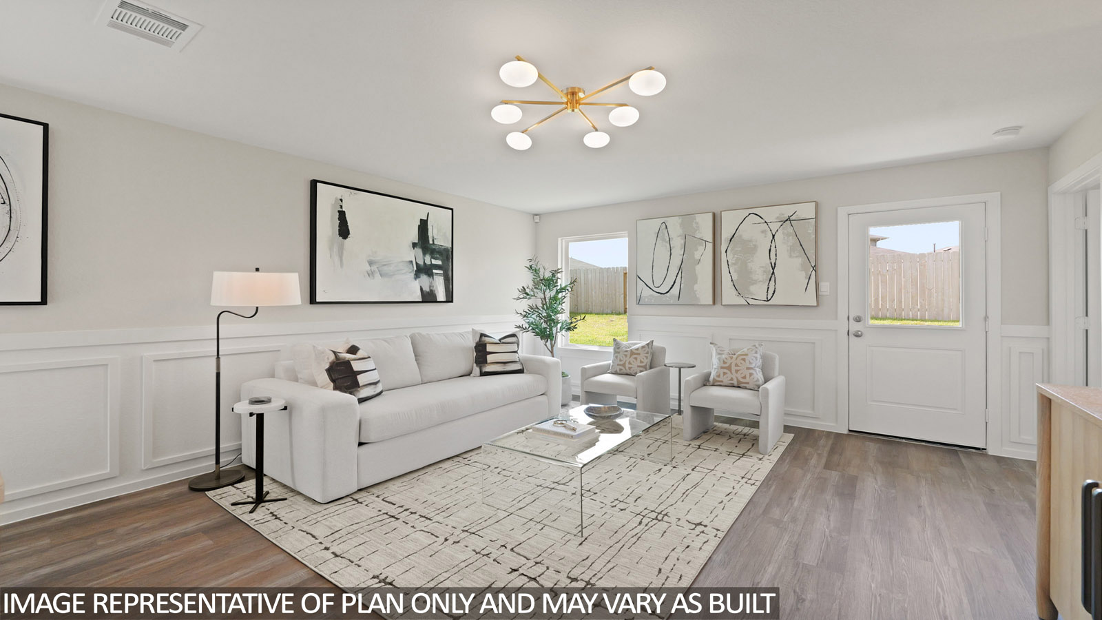 Open concept living, dining, and kitchen area