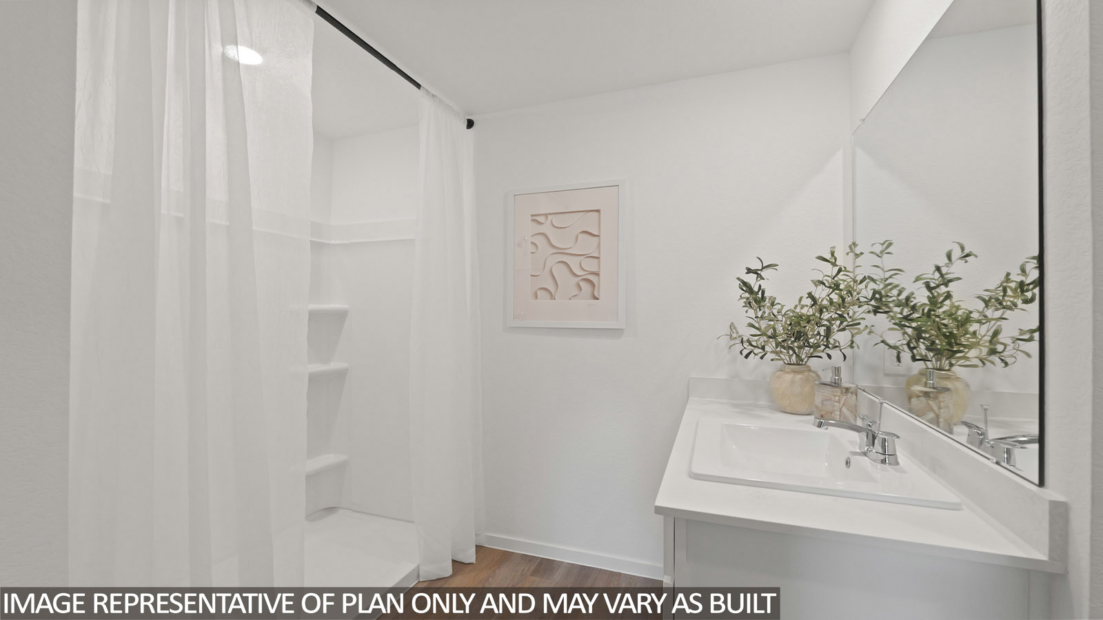 Primary bathroom with single sink