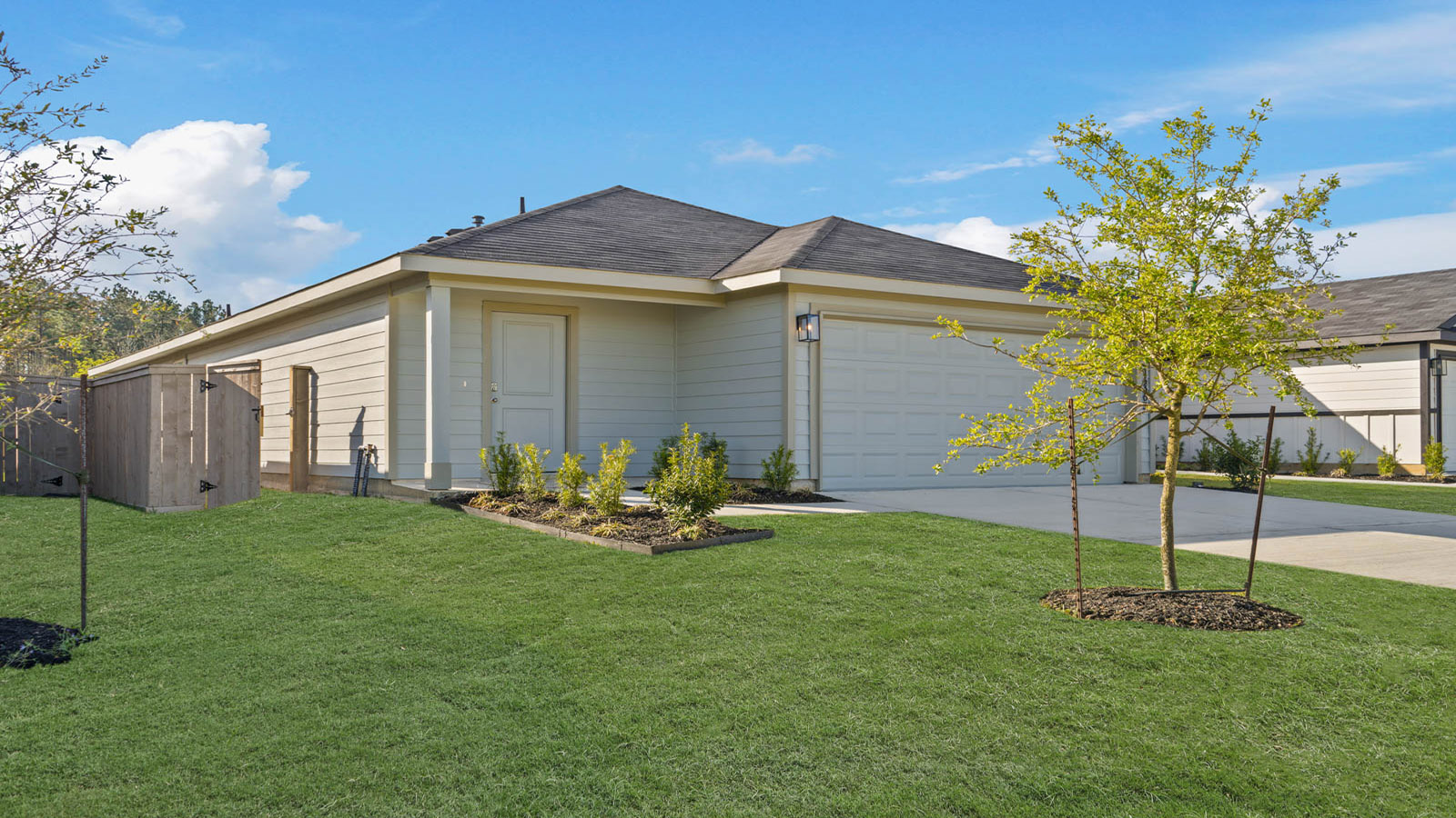 One story home with two car garage