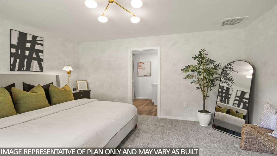 Primary bedroom with carpet flooring