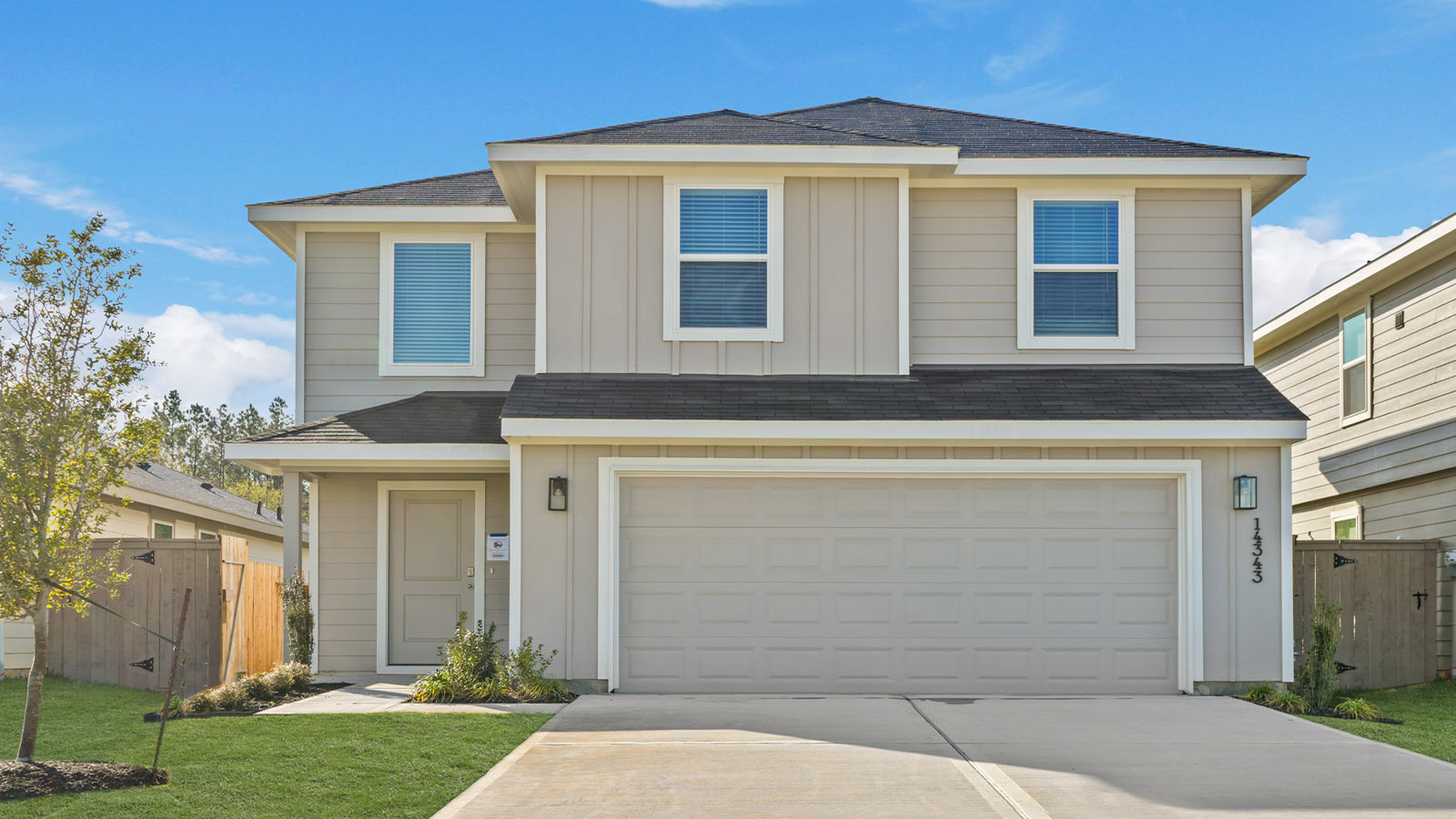 Two story home with two car garage