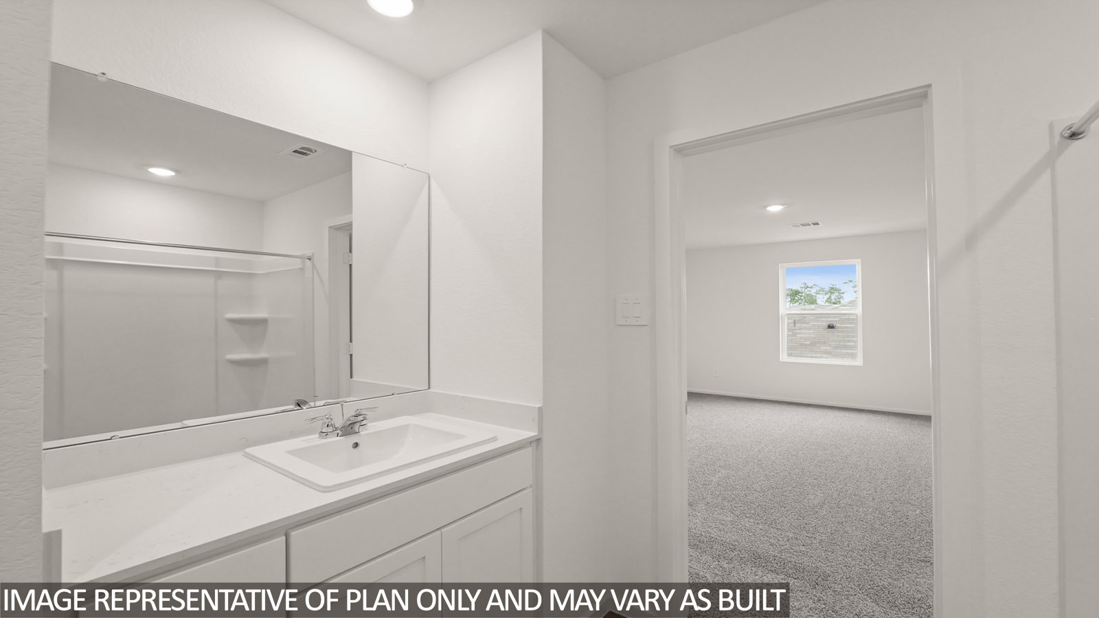 Primary bathroom with single sink