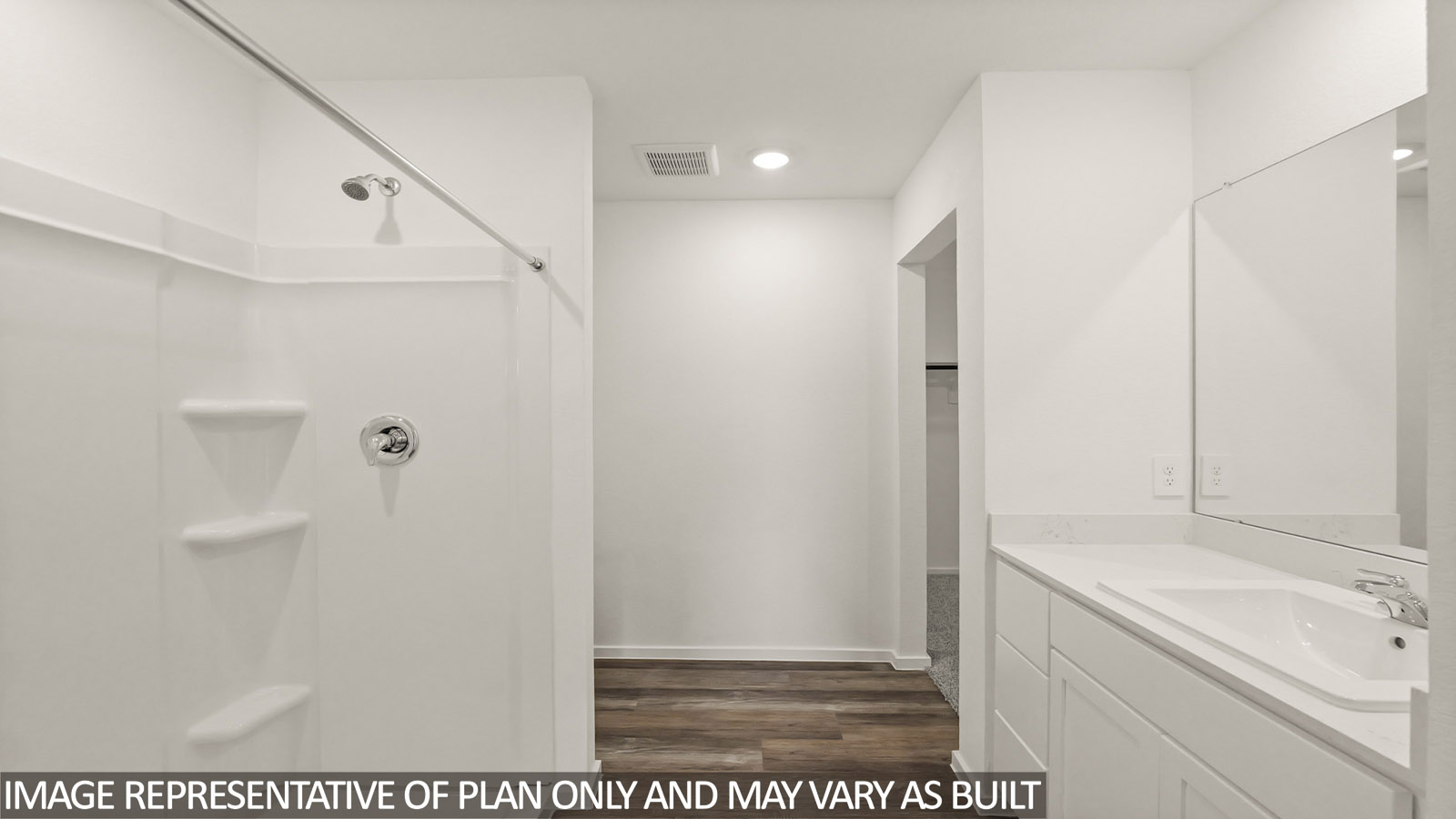 Primary bathroom with single sink