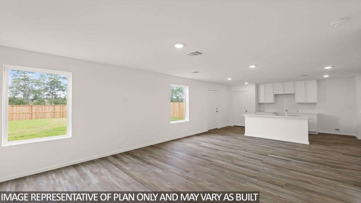 Open concept living, dining, and kitchen area