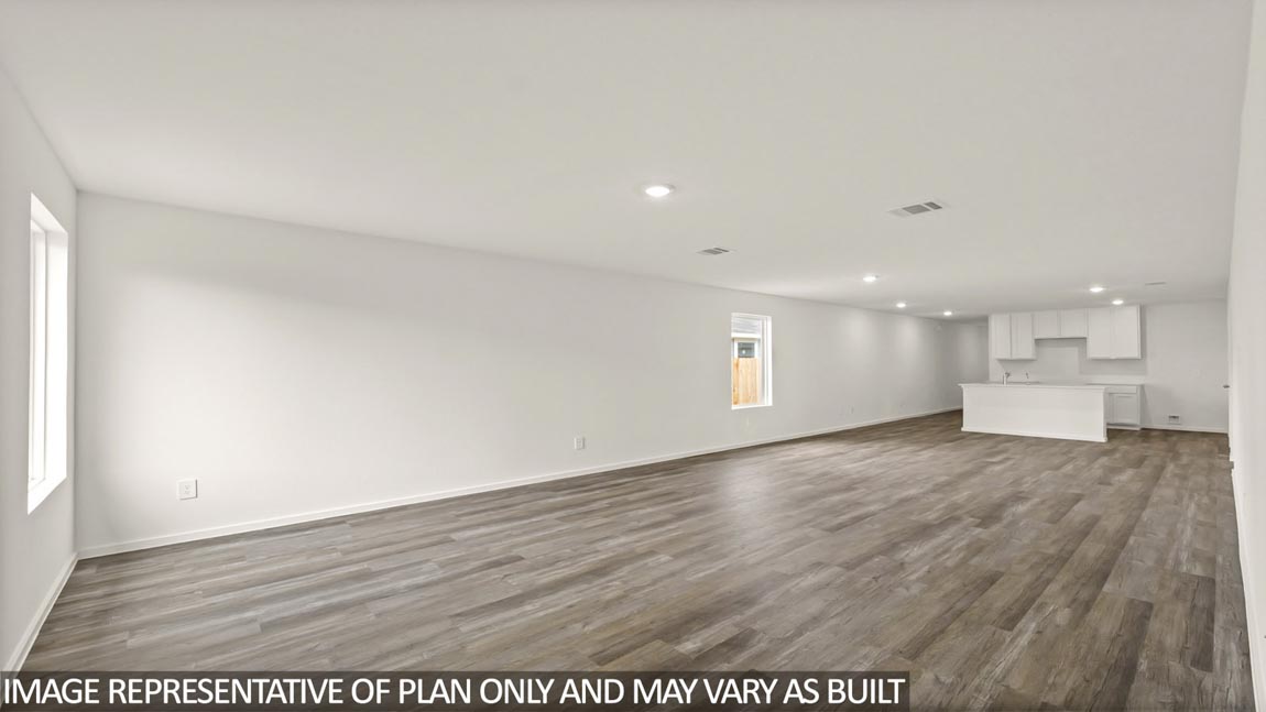 Open concept living, dining, and kitchen area
