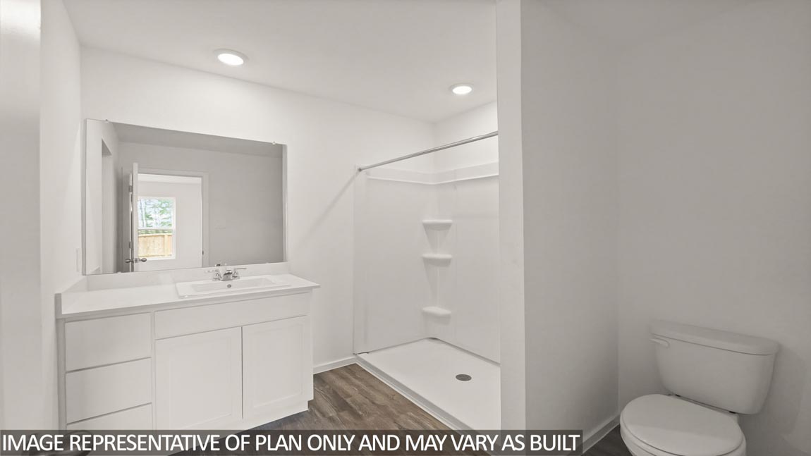 Primary bathroom with single sink
