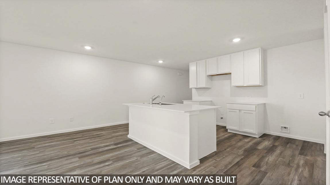 Open concept living, dining, and kitchen area