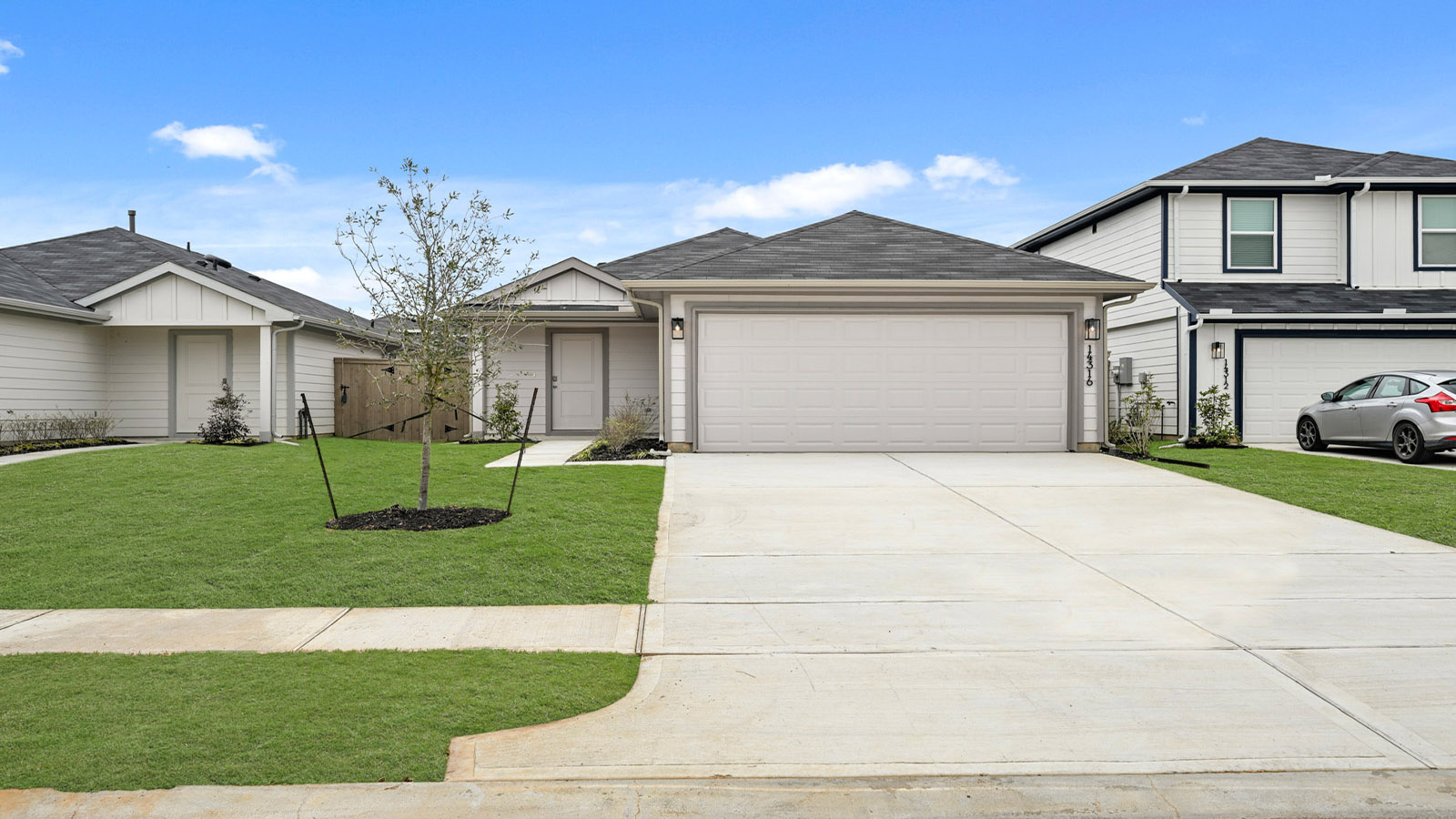 One story home with two car garage
