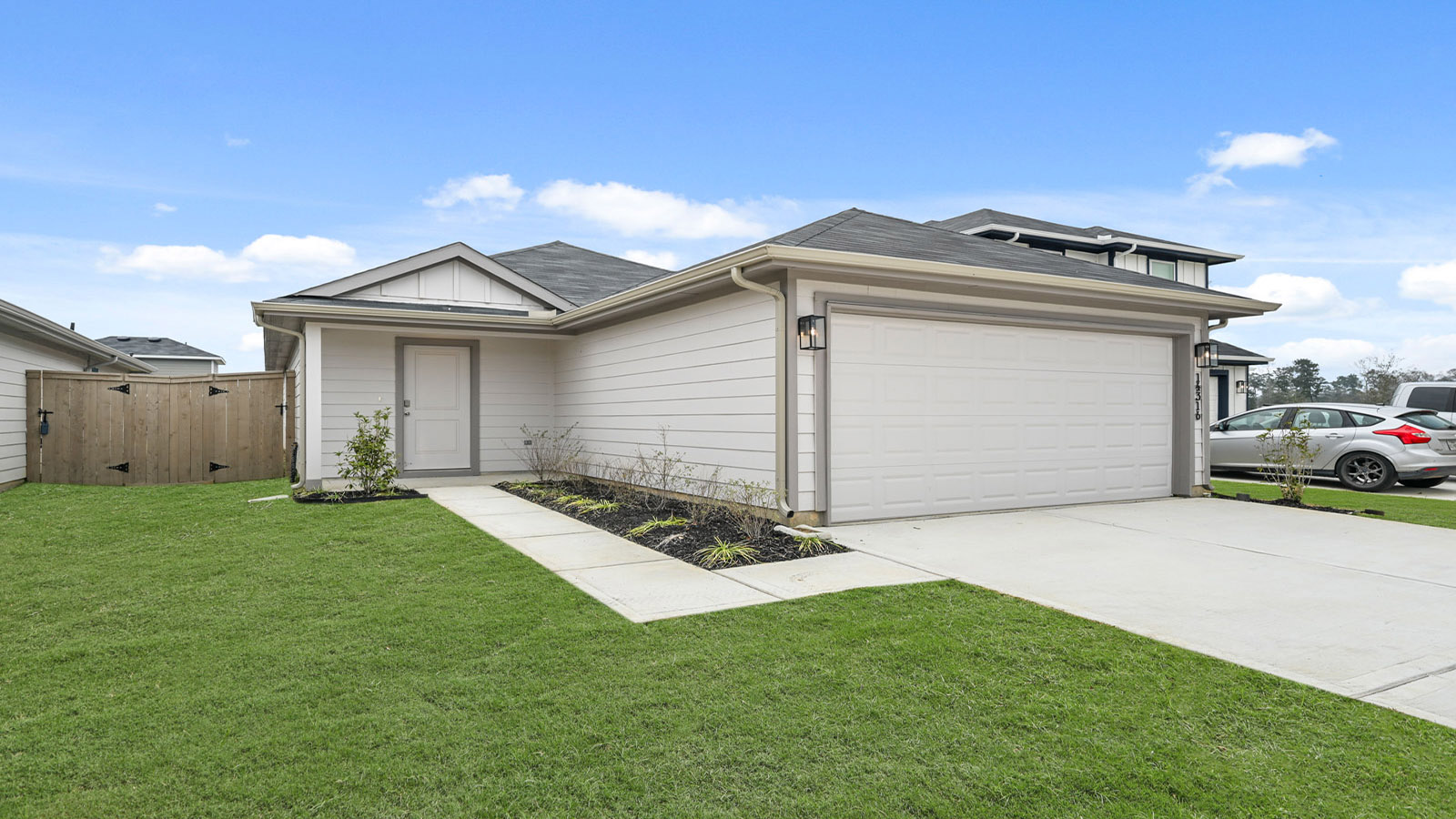 One story home with two car garage