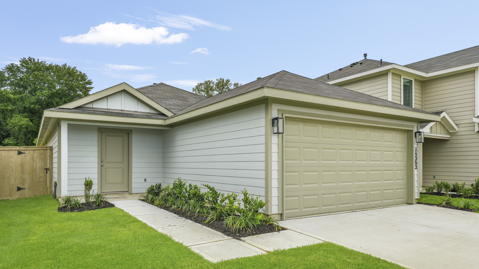 One story home with two car garage