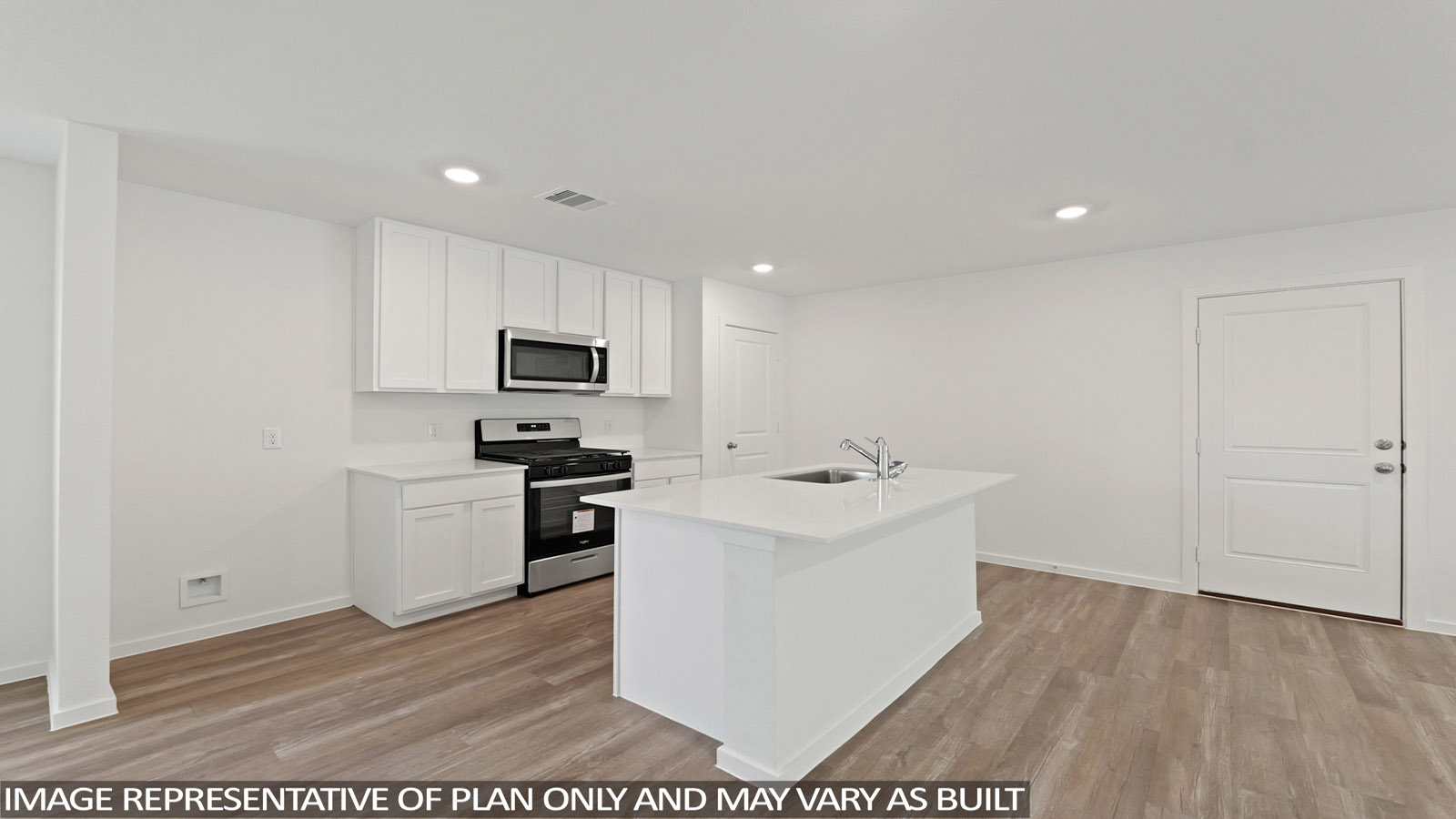Open concept living, dining, and kitchen area
