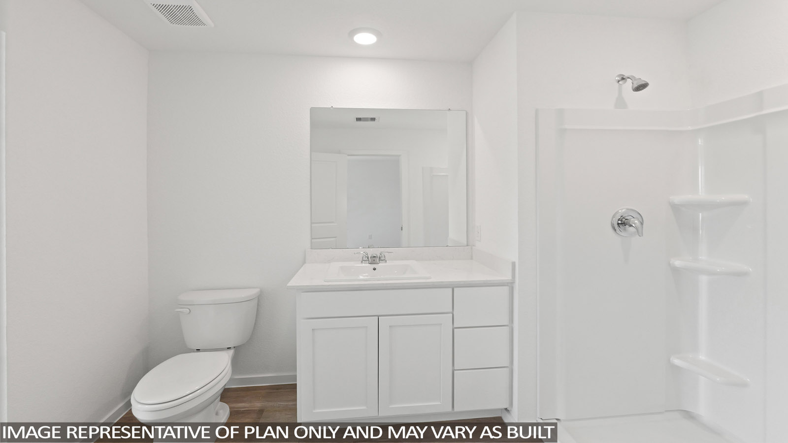 Primary bathroom with single sink