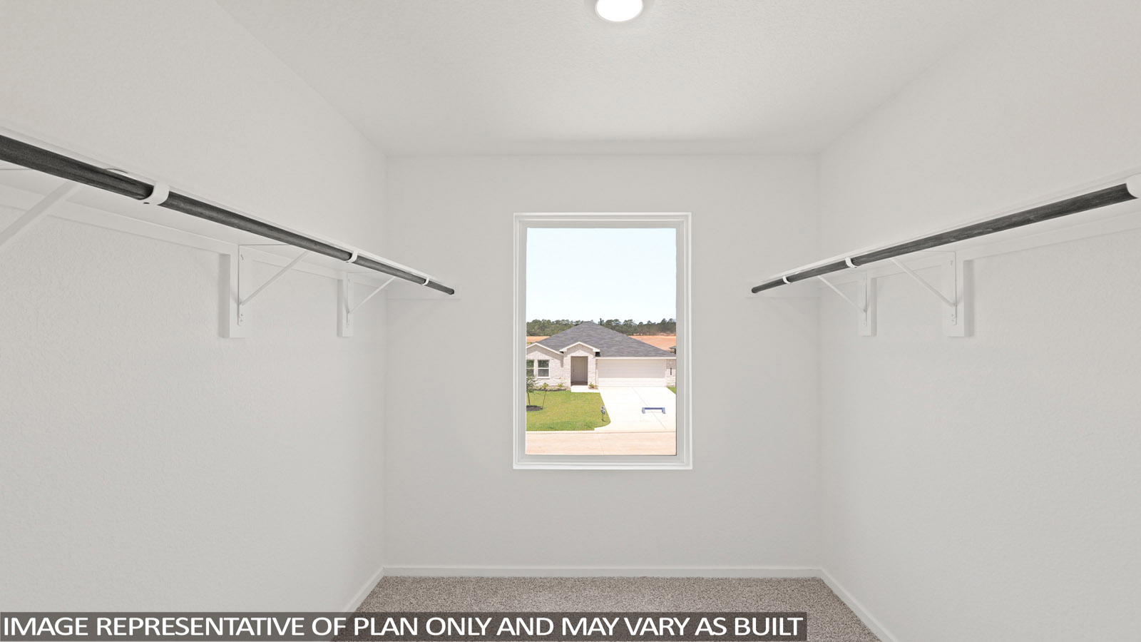 Primary walk-in closet with carpet flooring